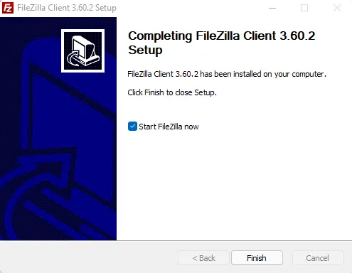 Completing FileZilla client setup