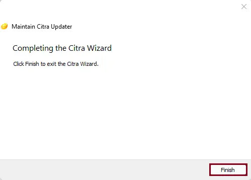 Completing the Citra wizard