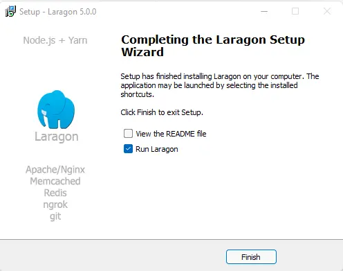 Completing the Laragon setup