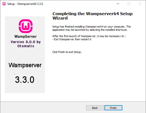 Completing the wampserver64 setup