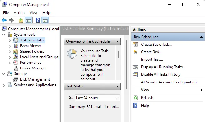 Computer management task scheduler