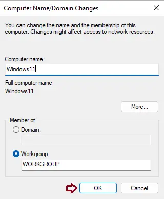 Computer name/domain changes