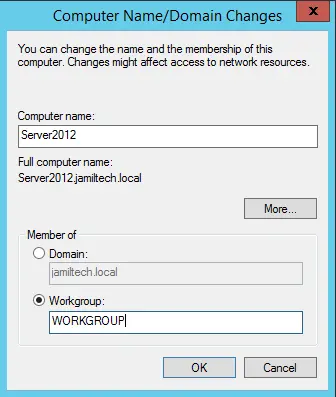 Computer name/domain changes