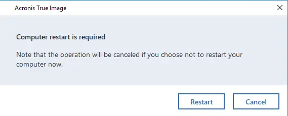 Computer restart is required Acronis