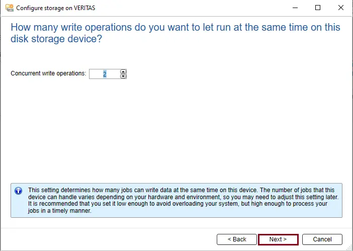 Concurrent write operations Backup Exec