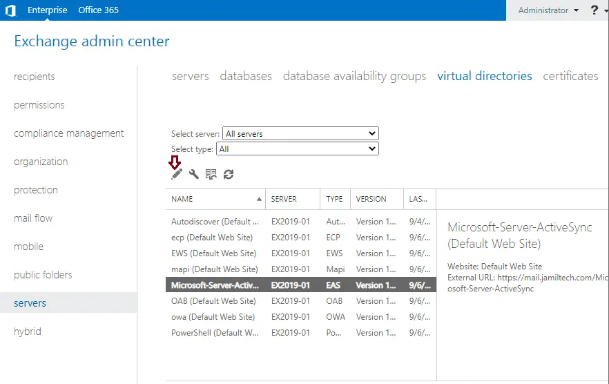 Configure ActiveSync virtual directory