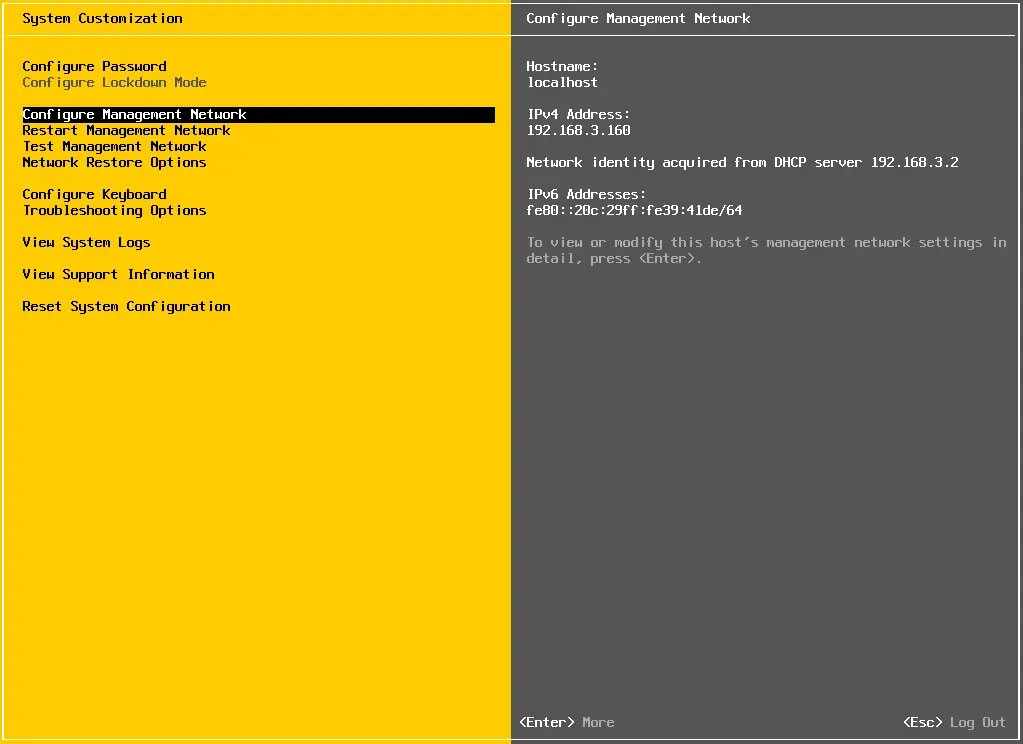 Configure ESXi management network