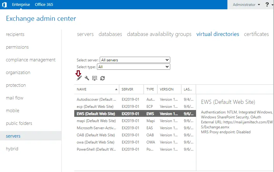 Configure EWS virtual directory