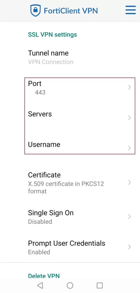 Configure FortiClient VPN on Android