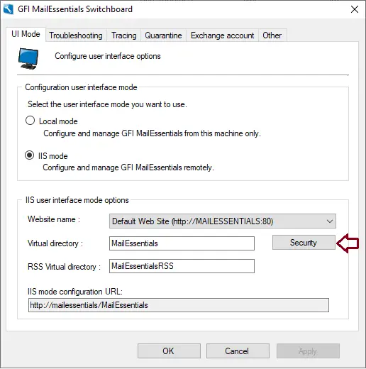 Configure GFI Mailessentials Switchboard