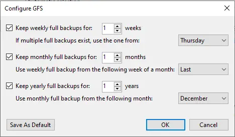 Configure GFS Veeam backup