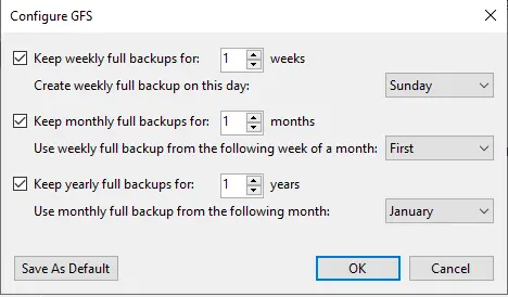 Configure GFS backups Veeam