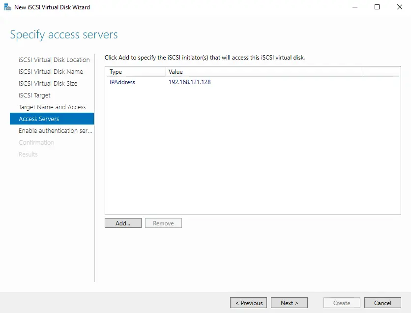 Configure Iscsi storage server