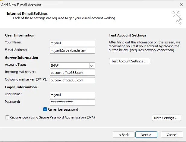 Configure MS outlook 2007 in Microsoft 365