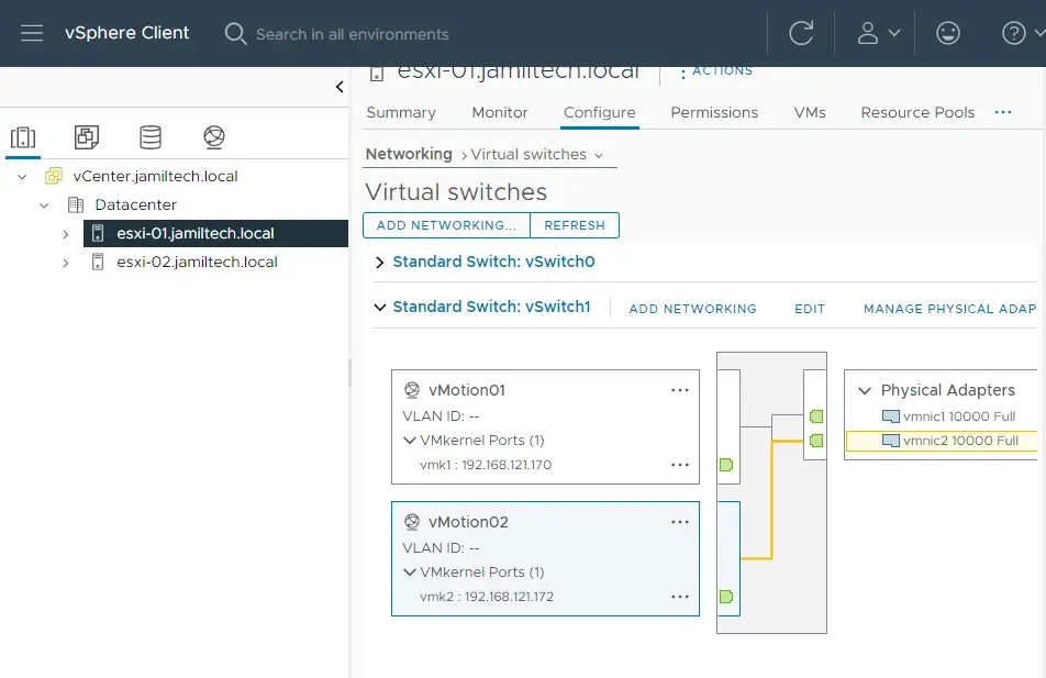 Configure Multi NIC vMotion