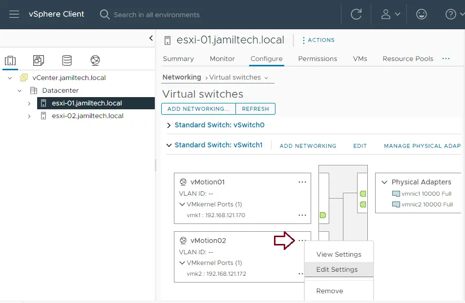 Configure Multiple NIC vMotion