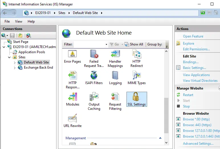 Configure URL redirection SSL settings