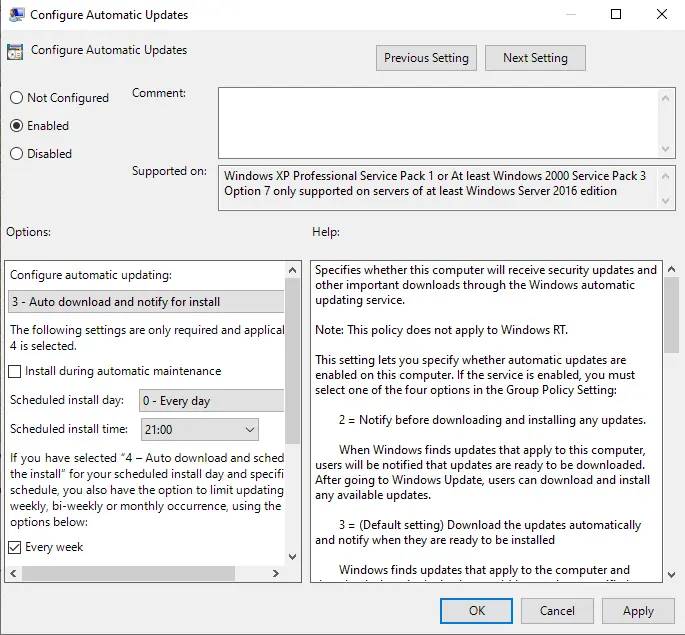 Configure WSUS Automatic Updates