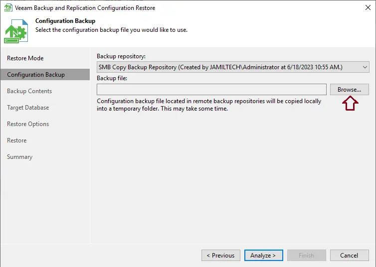 Configure backup repository