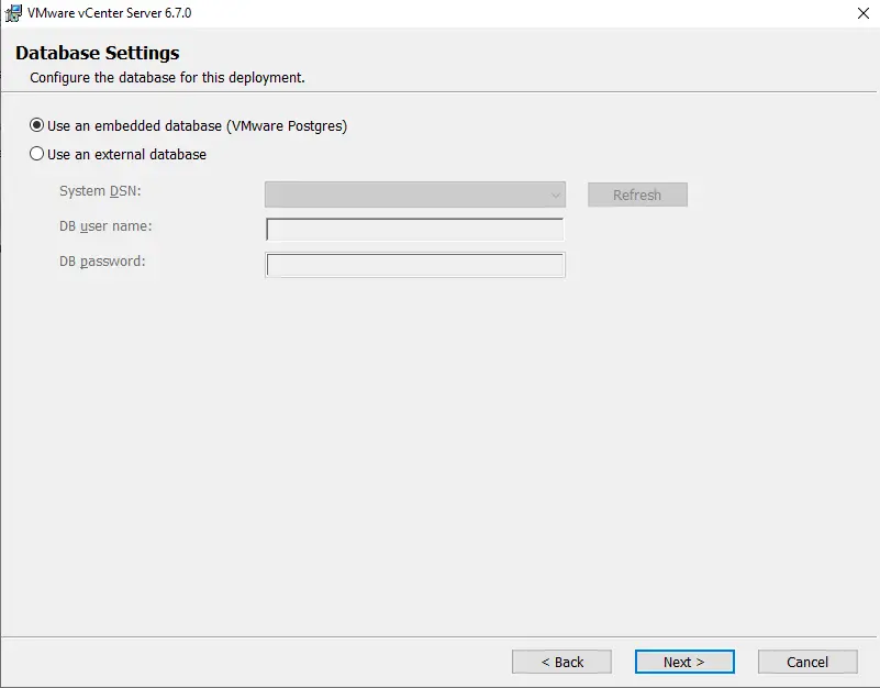 Configure database for deployment