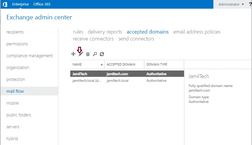 Configure default domain exchange 2019