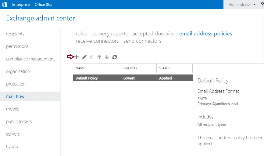 Configure email address policies