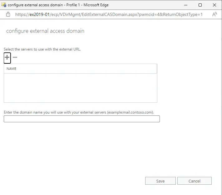 Configure external access domain exchange