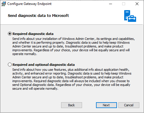 Configure gateway endpoint WAC