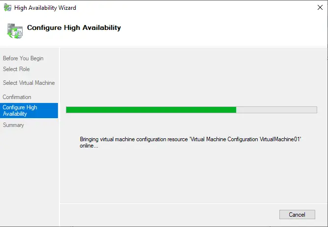 Configure high availability VM Hyper-V