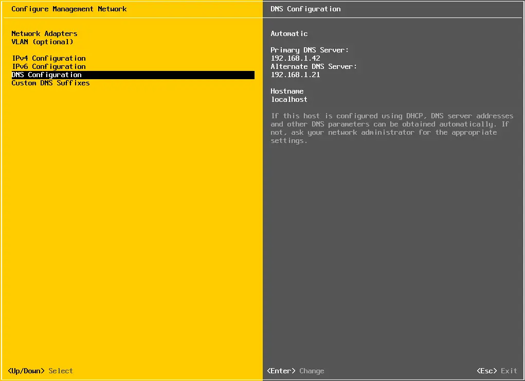 Configure management network DNS