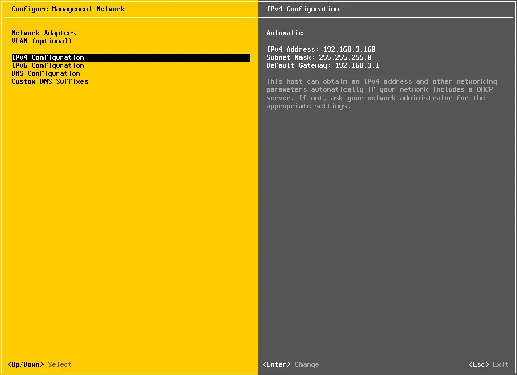 Configure management network IPv4