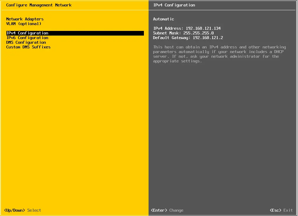 Configure management network IPv4