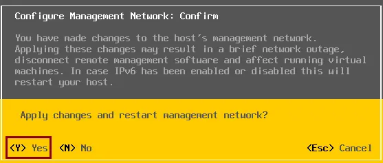 Configure management network confirm