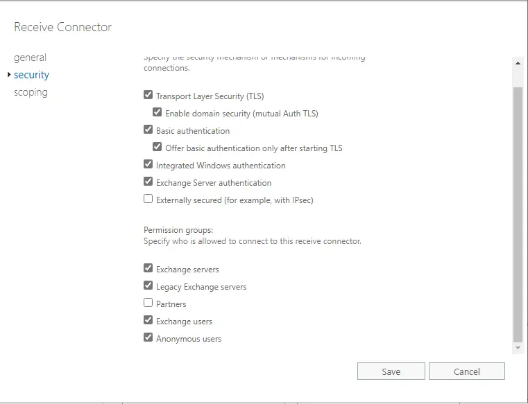 Configure receive connector