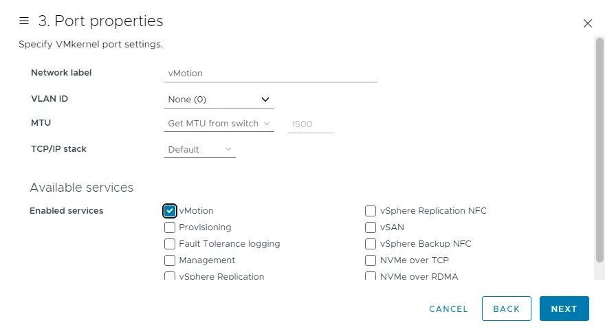 Configure vMotion in VMware vSphere