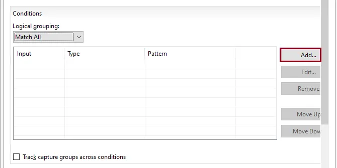 Configuring matching rule