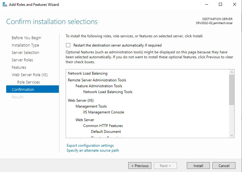 Confirm Network Load Balancing installation