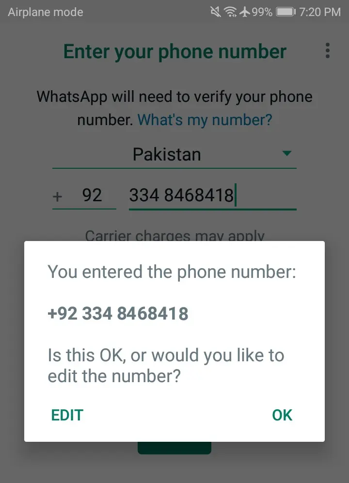 Confirm WhatsApp number