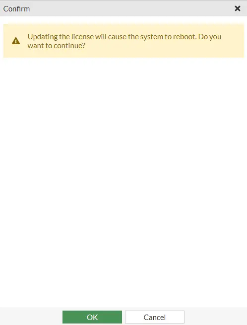 Confirm updating Fortigate VM license