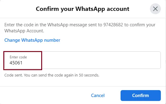 Confirm your WhatsApp account