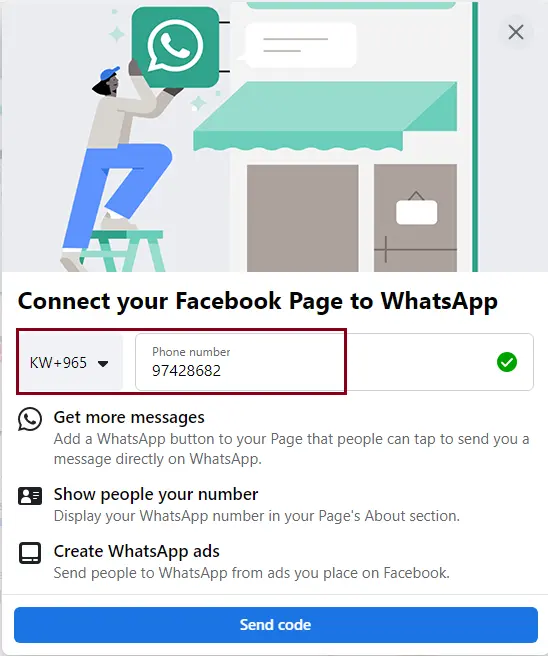 Connect Facebook page to WhatsApp