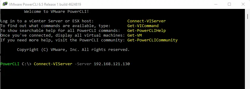 Connect-VIServer PowerCLI