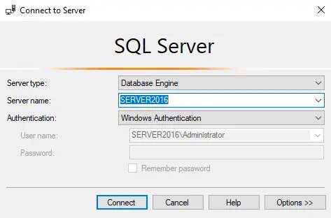 Connect to SQL server