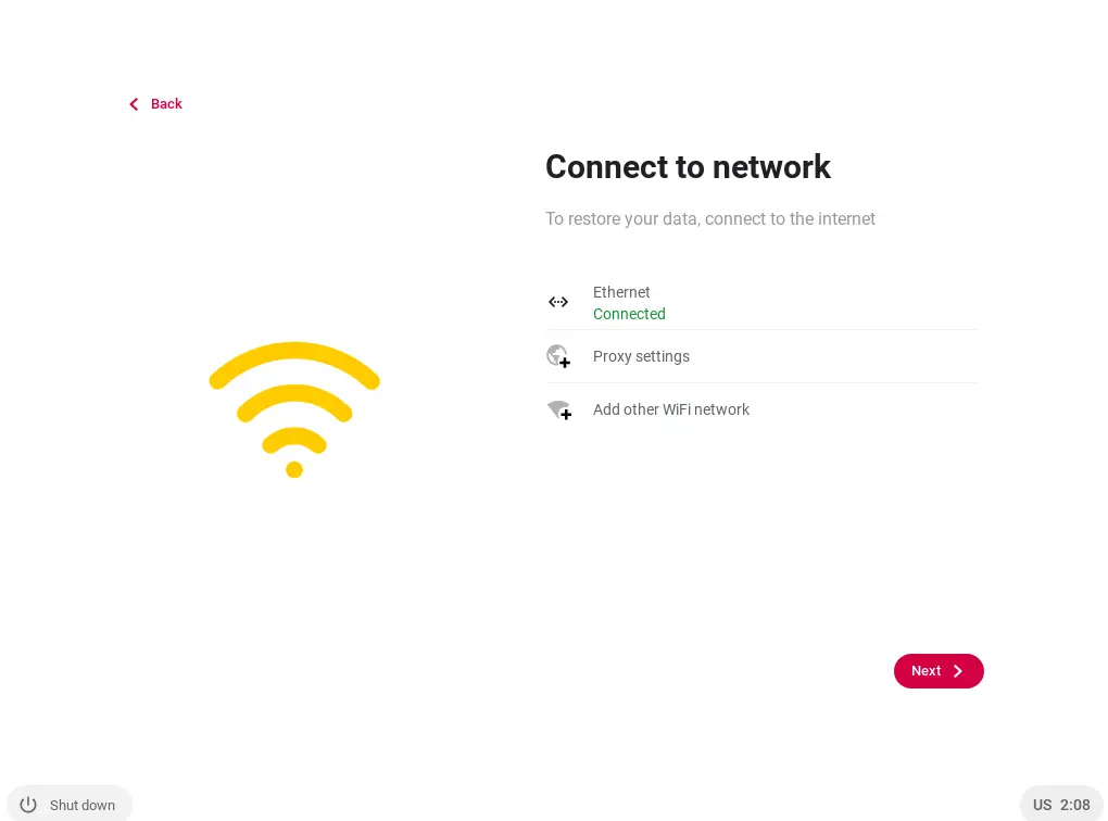 Connect to network FydeOS