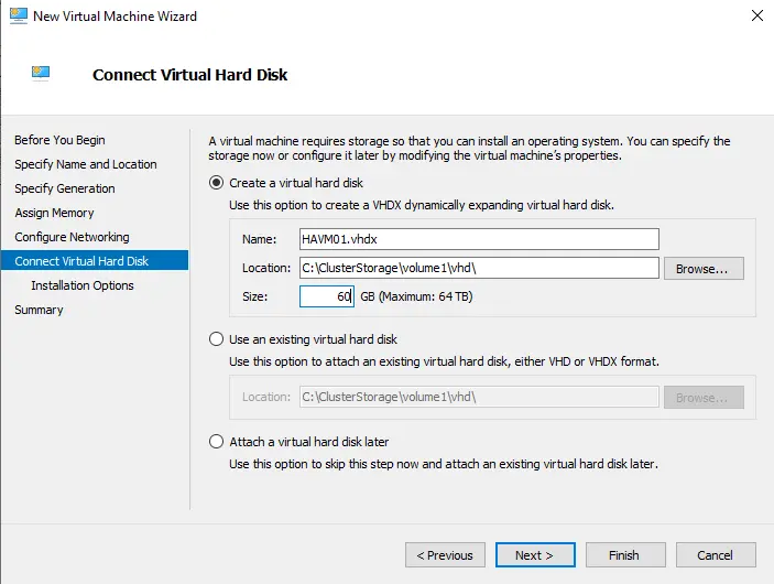 Connect virtual hard disk