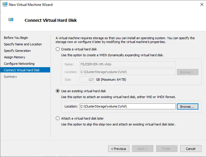 Connect virtual hard disk