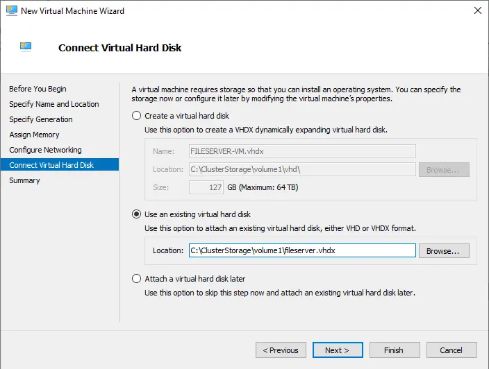 Connect virtual hard disk Hyper-V