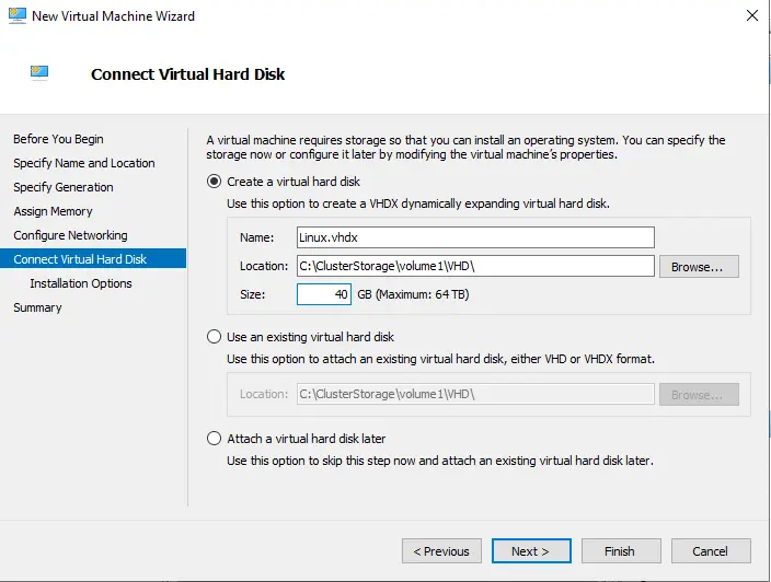 Connect virtual hard disk