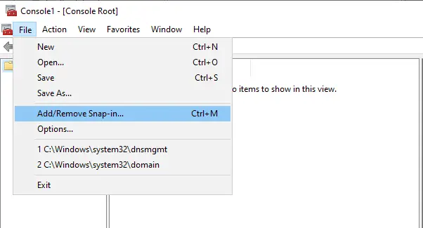 Console add/remove snap-ins