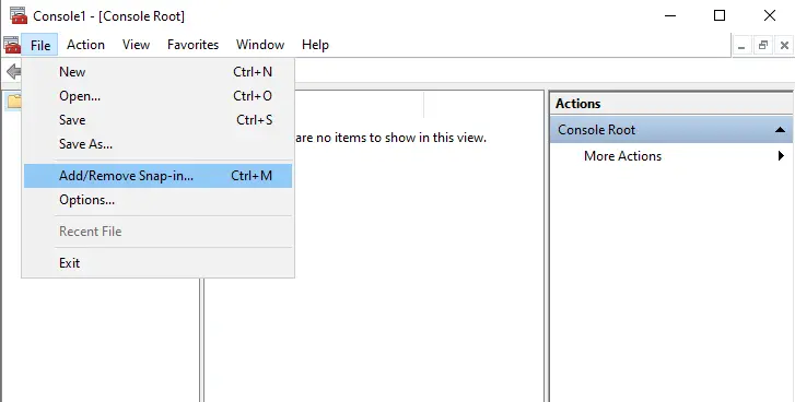 Console add/remove snap-ins